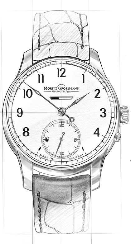 Strichzeichnung von der Heritage Uhr aus der Benu