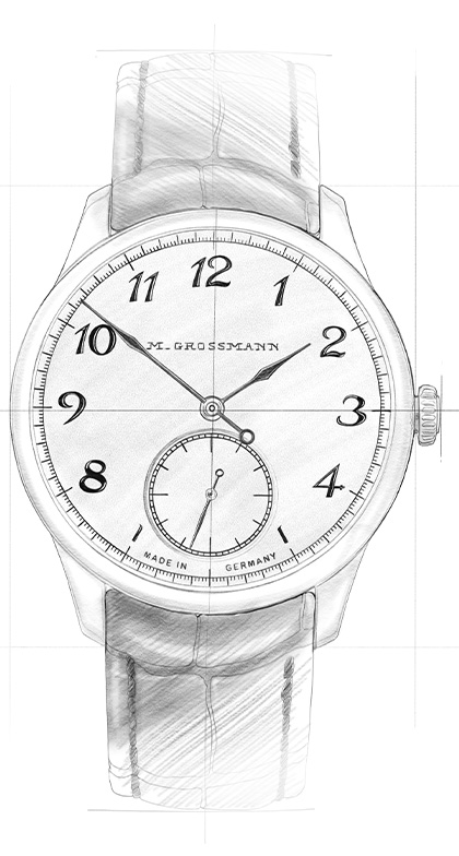 Strichzeichnung von der Classic Uhr aus der Tefnut